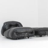 Soriana Chaise Lounge Chair by Afra & Tobia Scarpa for Cassina black leathe