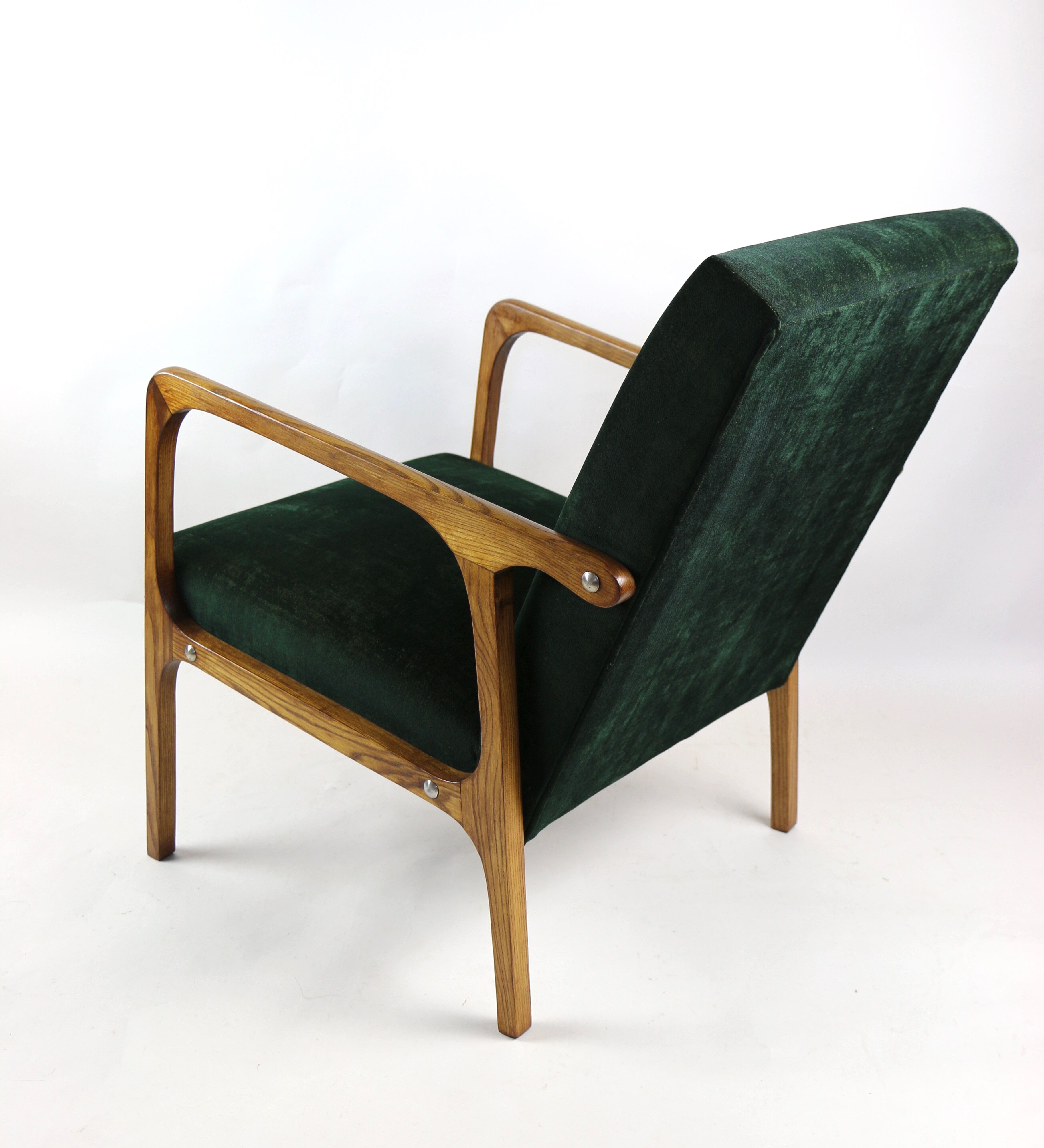 Fauteuil vintage en velours vert, années 1970