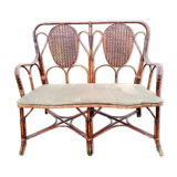 Banquette années 50 en rotin