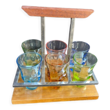 Servant of colored glasses with Art Deco liquor