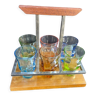 Serviteur de verres colorés à liqueur Art déco