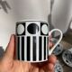 6 Vintage 90s Black and White Coffee Cups Geometric Patterns