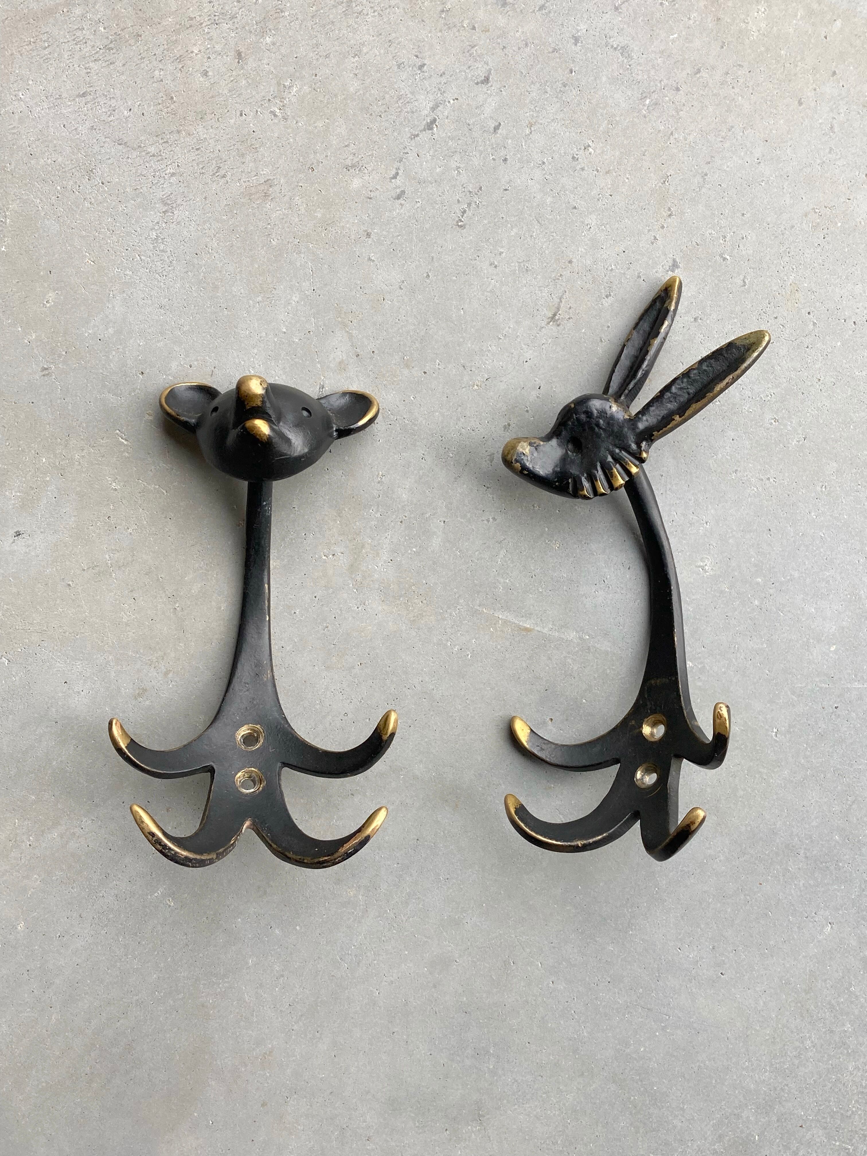 Zoomorphic coat hooks by Walter Bosse 1950s