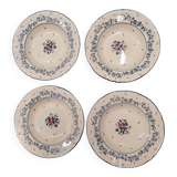 Set of 4 Table Mates soup plates – blue and pink floral design