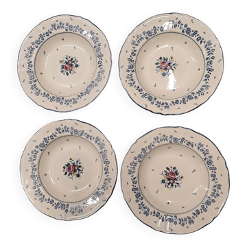 Lot de 4 assiettes creuses Table Mates – décor floral bleu et rose