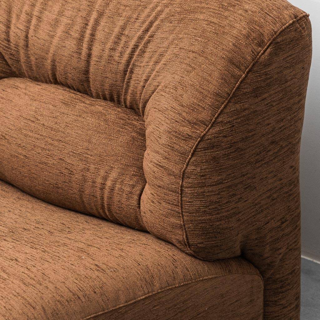Modular 2-seater sofa in brown fabric, 1970s vintage modernism