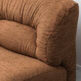 Modular 2-seater sofa in brown fabric, 1970s vintage modernism