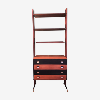 Meuble étagère/commode vintage en placage d’acajou des années 1960.