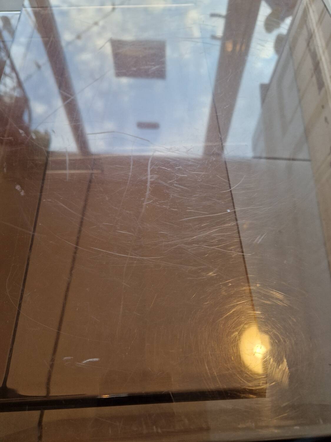 Vintage deco nesting table in smoke plexiglas 1970