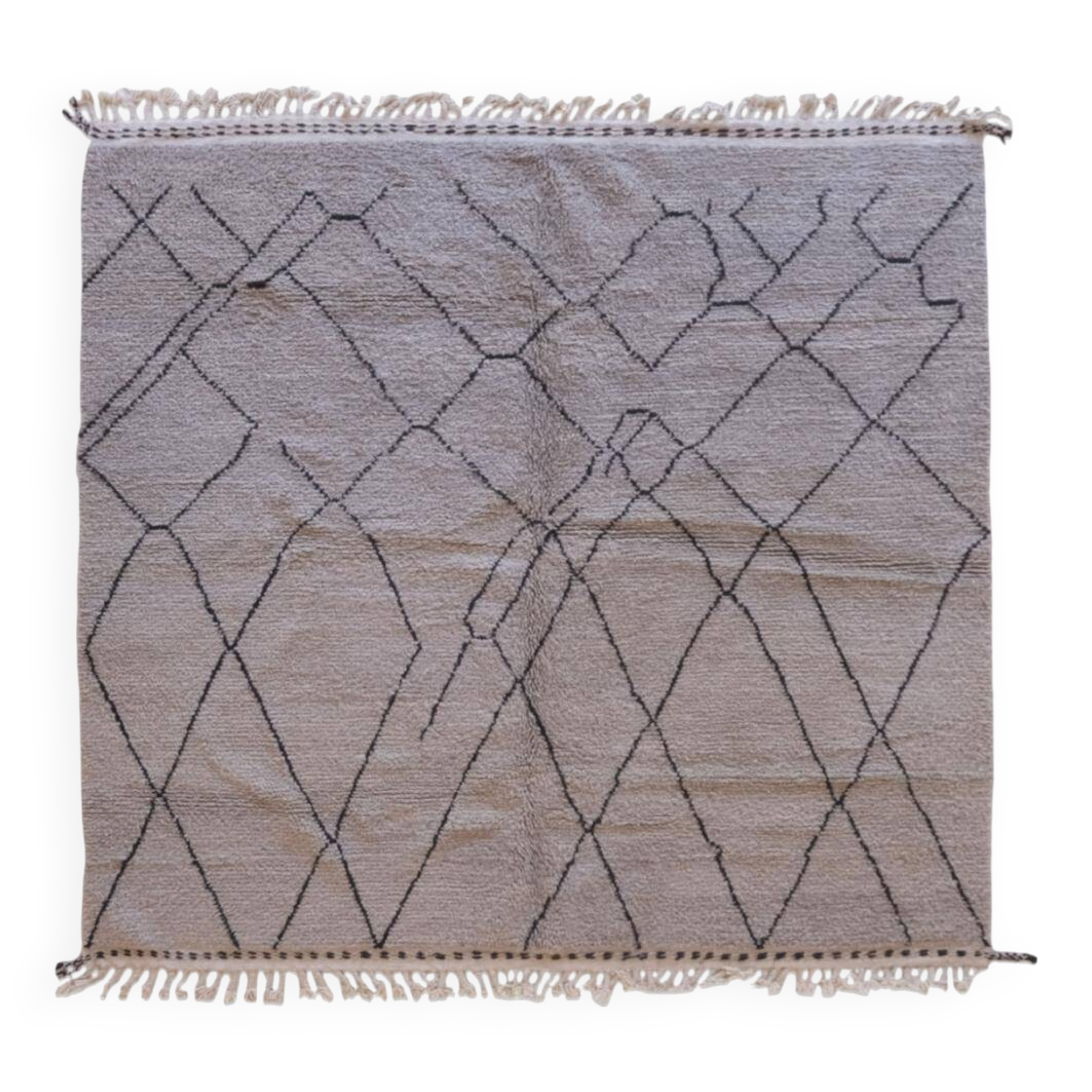 Tapis Beni Ouarain Gris et Noir - 281 x 274 cm