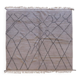 Tapis Beni Ouarain Gris et Noir - 281 x 274 cm
