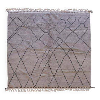 Tapis Beni Ouarain Gris et Noir - 281 x 274 cm