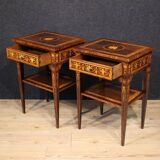 Pair of Louis XVI style inlaid bedside tables from the 20th century