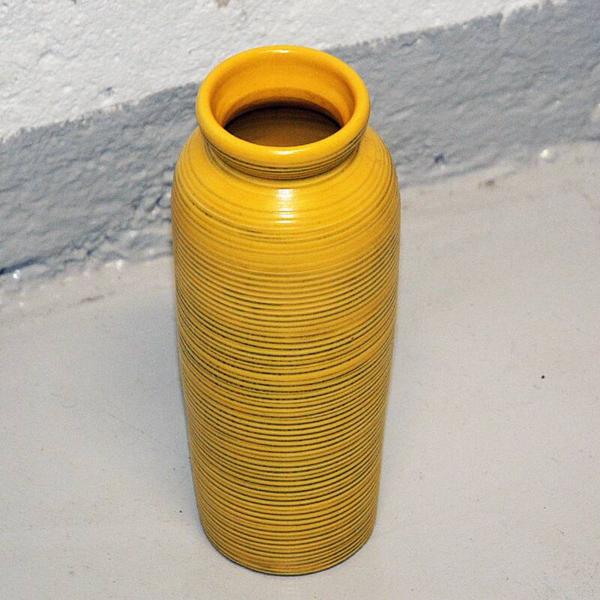 Yellow Ceramic vintage Bo Fajans vase Tiger by Berit Ternell Sweden 1960s