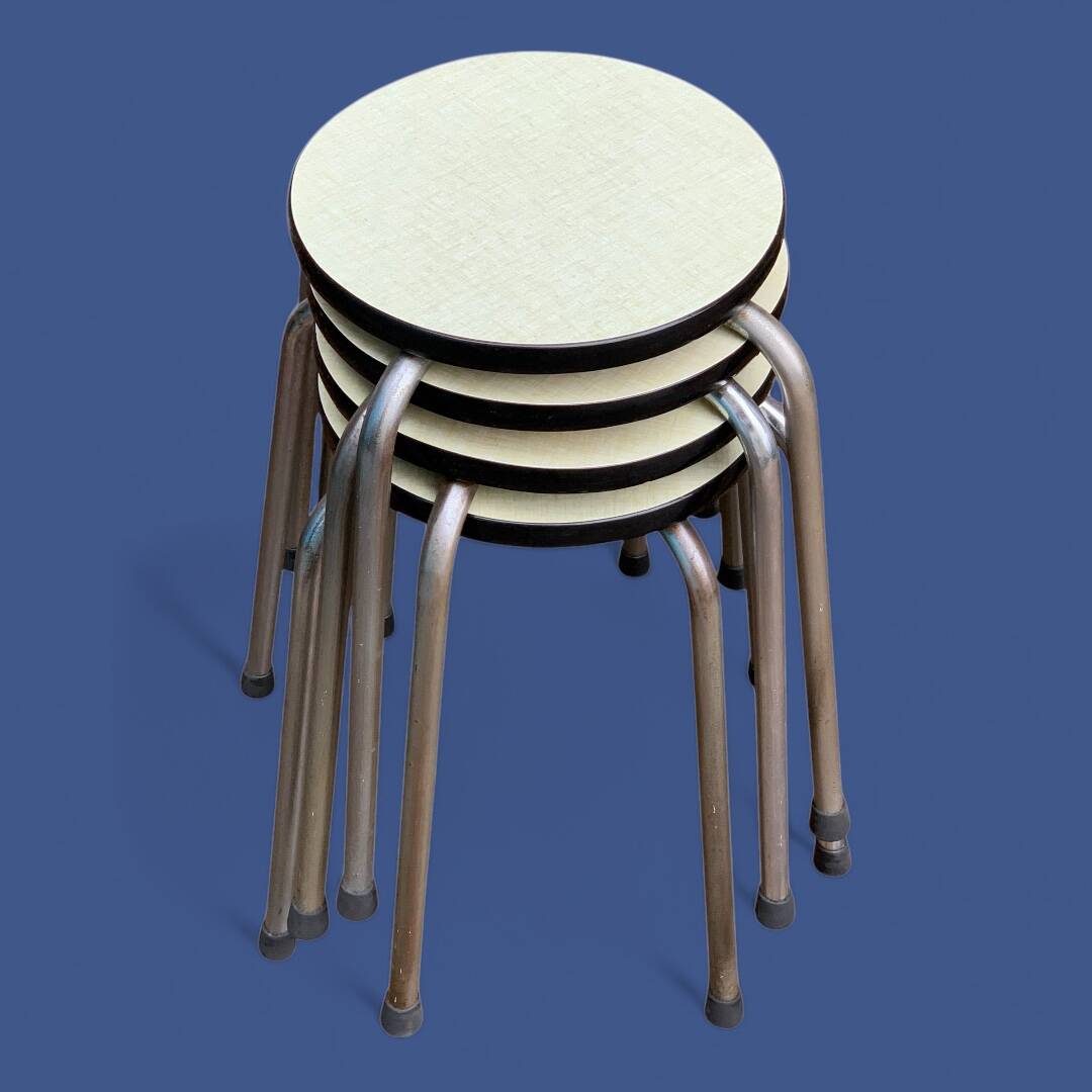Vintage stackable stools Formica beige 1960