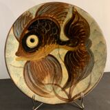 Glazed ceramic dish Puigdemont poisson, 1960