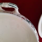 Flat, dessert, hollow plates and tureen in old earthenware