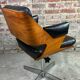 Martin Stoll vintage 1960 swivel armchair in wood and imitation