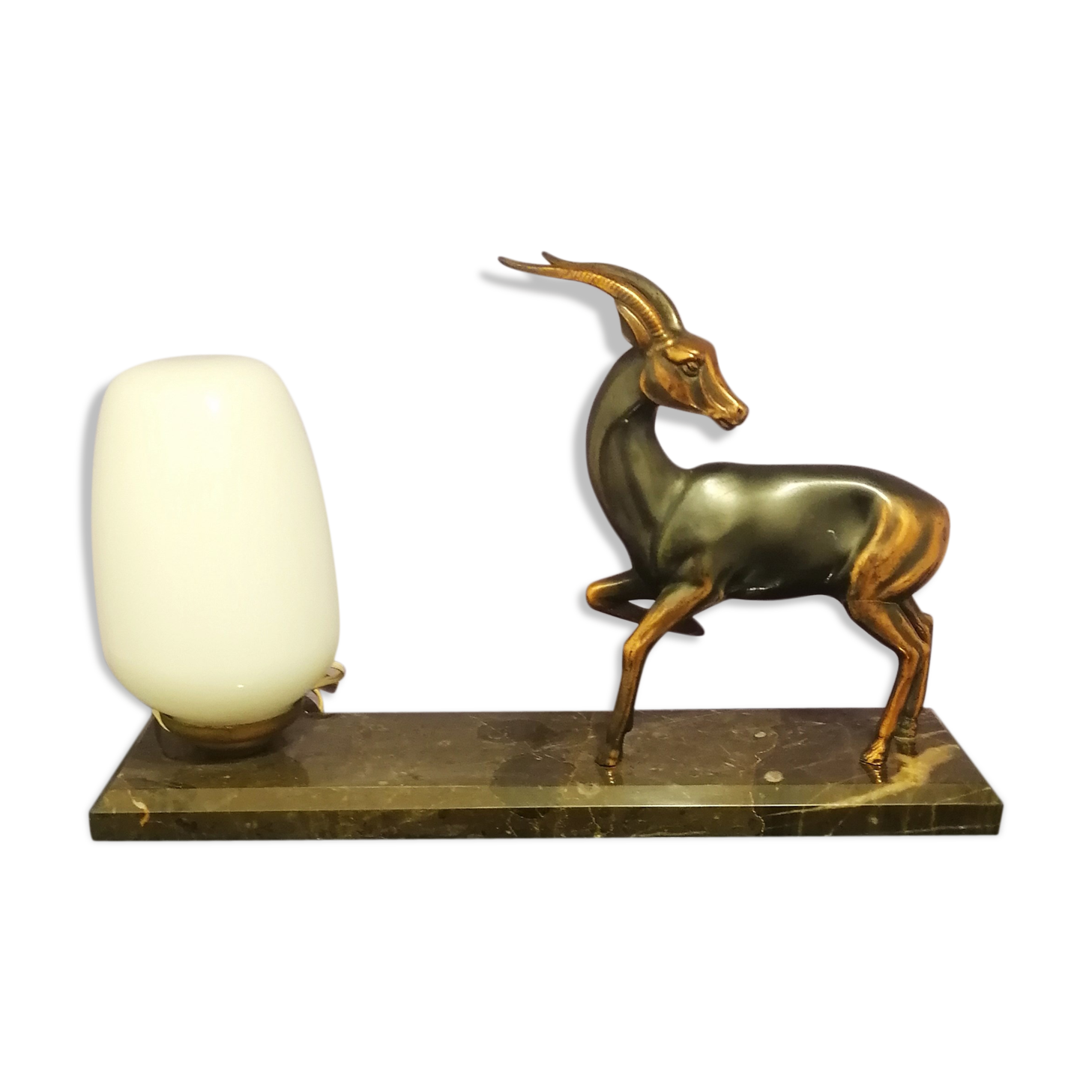 Art deco lamp antilope regulates marble base 1930