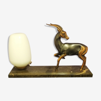 Art deco lamp antilope regulates marble base 1930