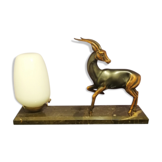 Lampe Art deco- Antilope régule socle marbre 1930