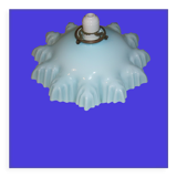Opaline suspension draped from the 30s, blue and white