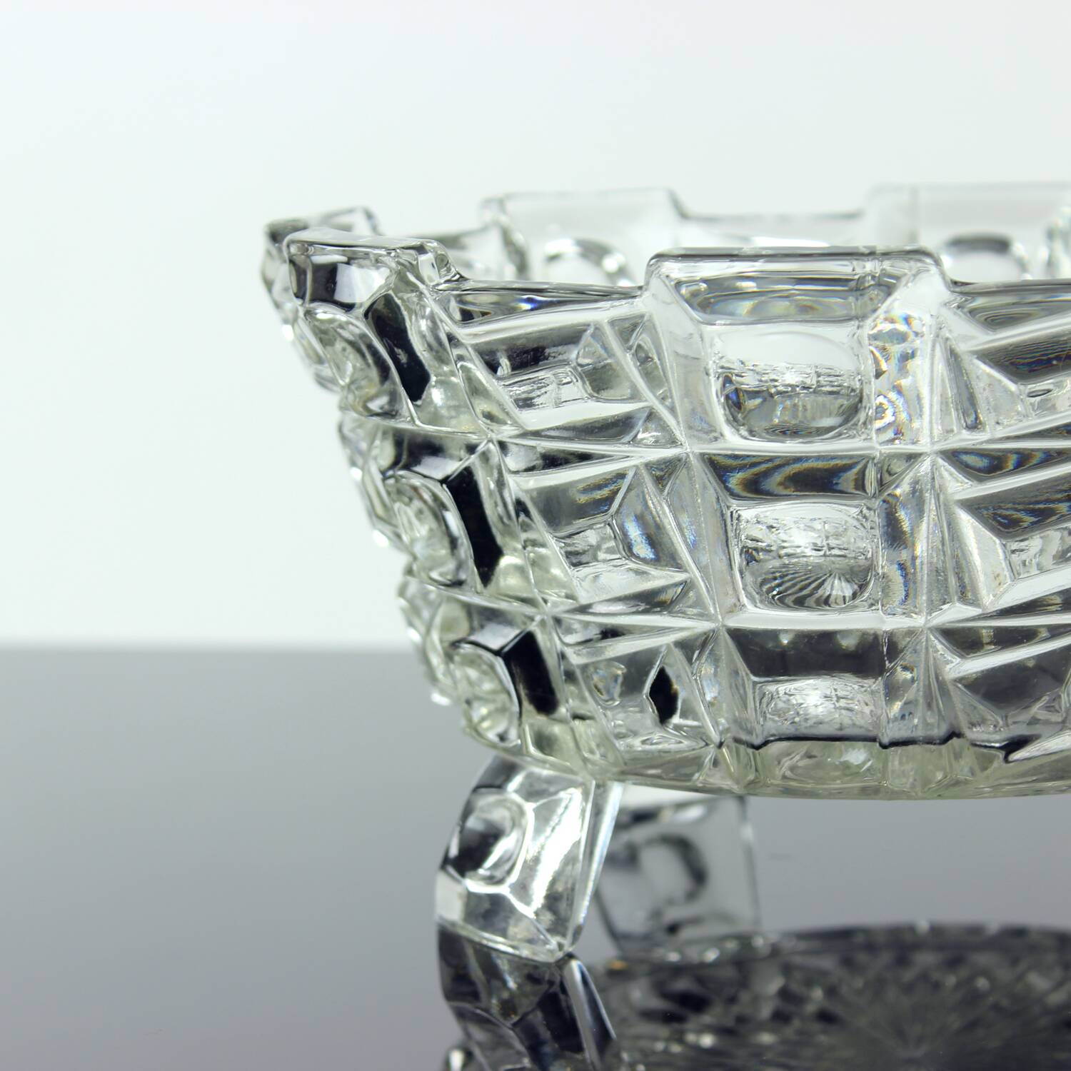 Set Of Two Art Deco Pressed Glass Bowls By Libochovice, 1930s