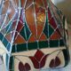 Vintage pendant light with multicoloured stained glass.
