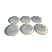 6 assiettes à asperges  blanches en faïence de Gien  diam 26,5 cm