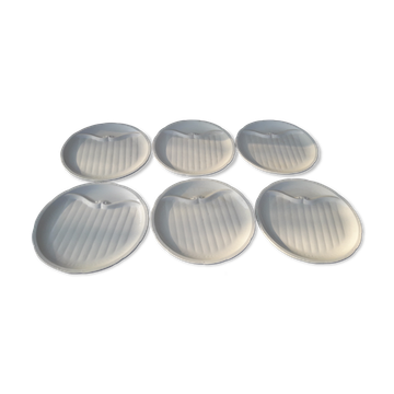 6 white asparagus plates in Gien diam 26.5 cm