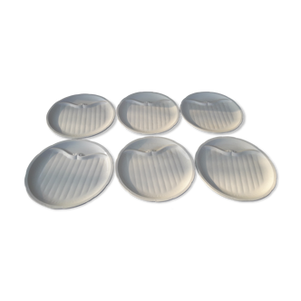 6 white asparagus plates in Gien diam 26.5 cm