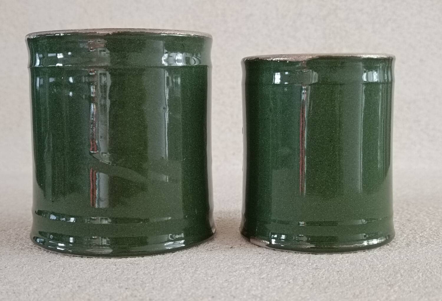 2 stoneware spice jars