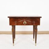 Vintage bedside table from the 70s in varnished wood.