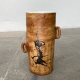 Brutalist mid-century studio pottery vase from La Poterie De La Colombe, 1960s.