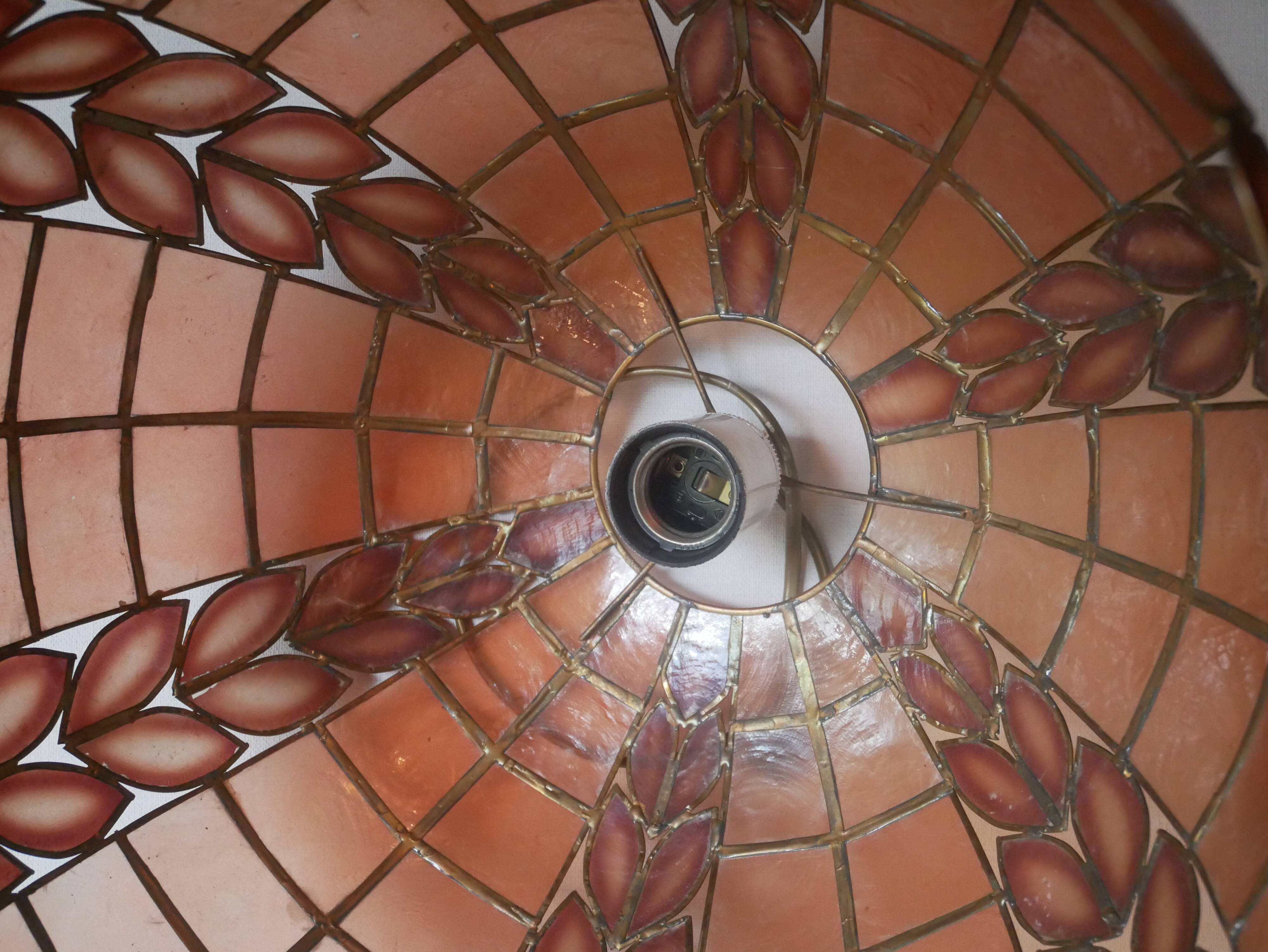 Mother-of-pearl brass pendant chandelier, bohemian country decoration, handcrafted