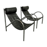 Pair of "Omega" chrome and leather armchairs, Habitat, 1980