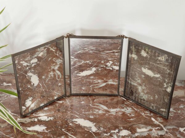 Miroir vintage 1920 triptyque de barbier