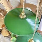 Vintage lampshade in green enamelled sheet metal, customizable