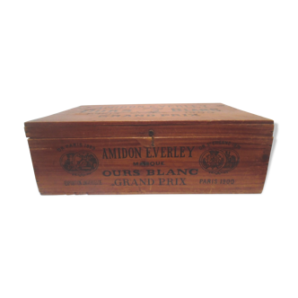 Boite en bois publicitaire amidon ours blanc