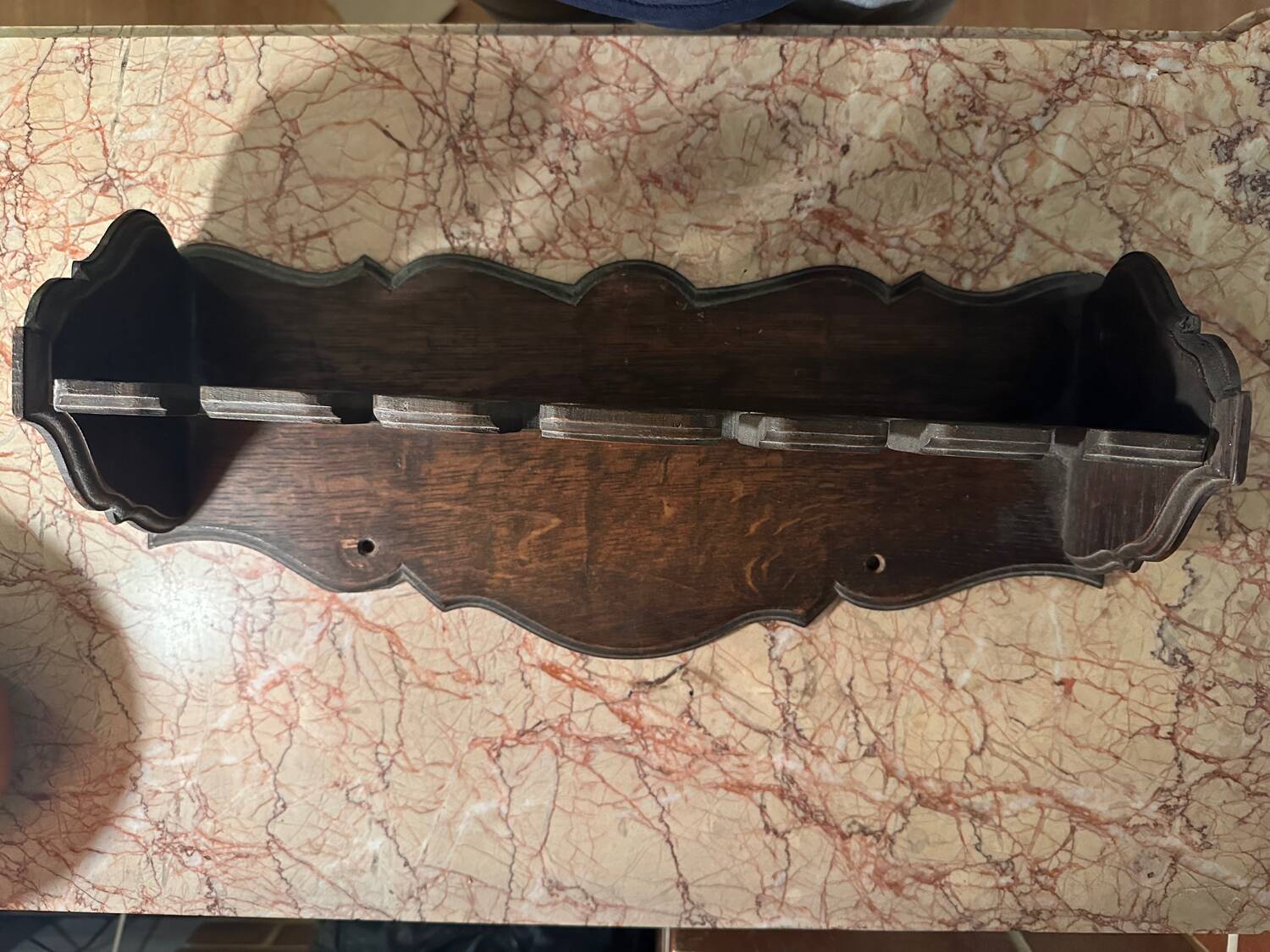 Antique large kitchen utensil shelf - dark wood - origin alsace early 19th century