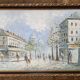 Painting by louis burnett, animated scene in montmartre, paris vintage 1950