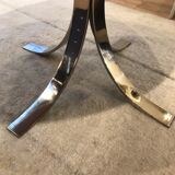 Round table roche bobois in marble chrome steel of the 70s