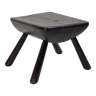 Rustic brutalist ebonised milking stool, ca 1950s