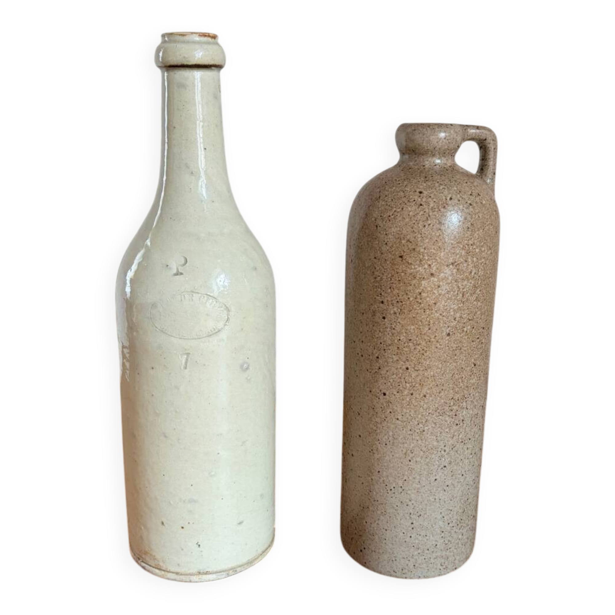 Pair of old stoneware bottles - Ciry le Noble