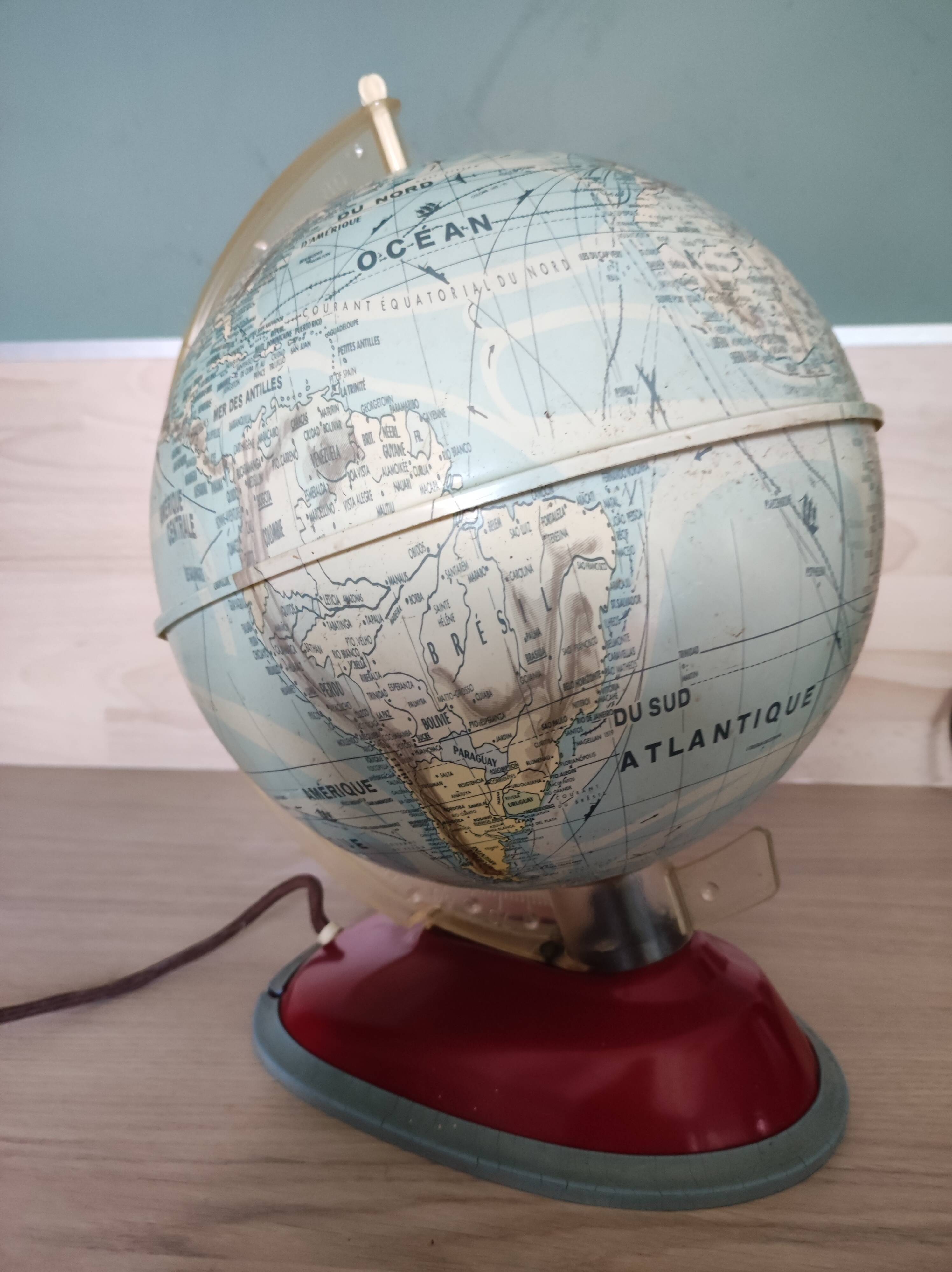 Luminous globe world map west Germany vintage