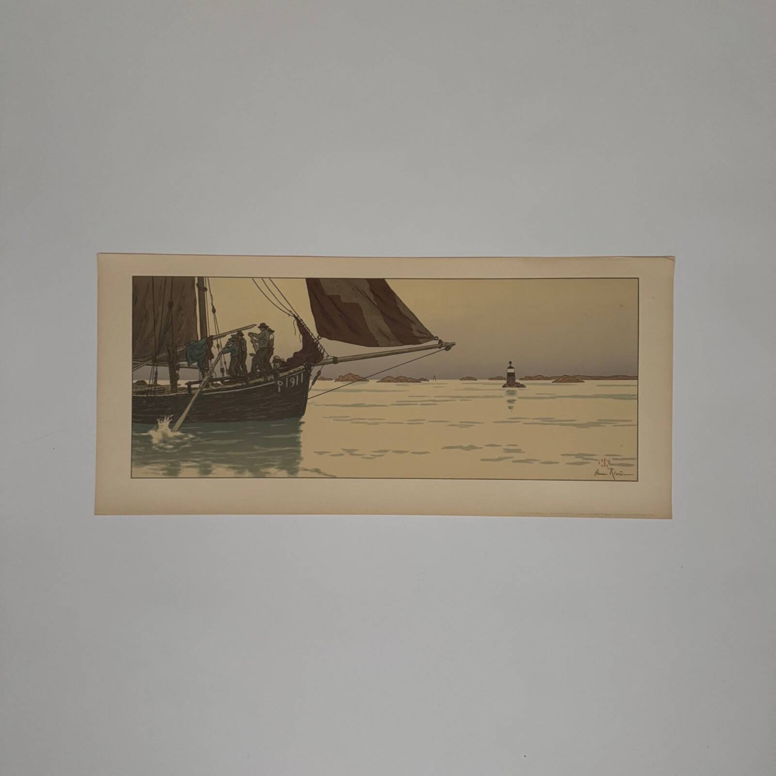 Lithographie par Henri Rivière La Féérie des Heures - Le Calme plat