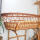 Couffin on foot in vintage rattan 50s