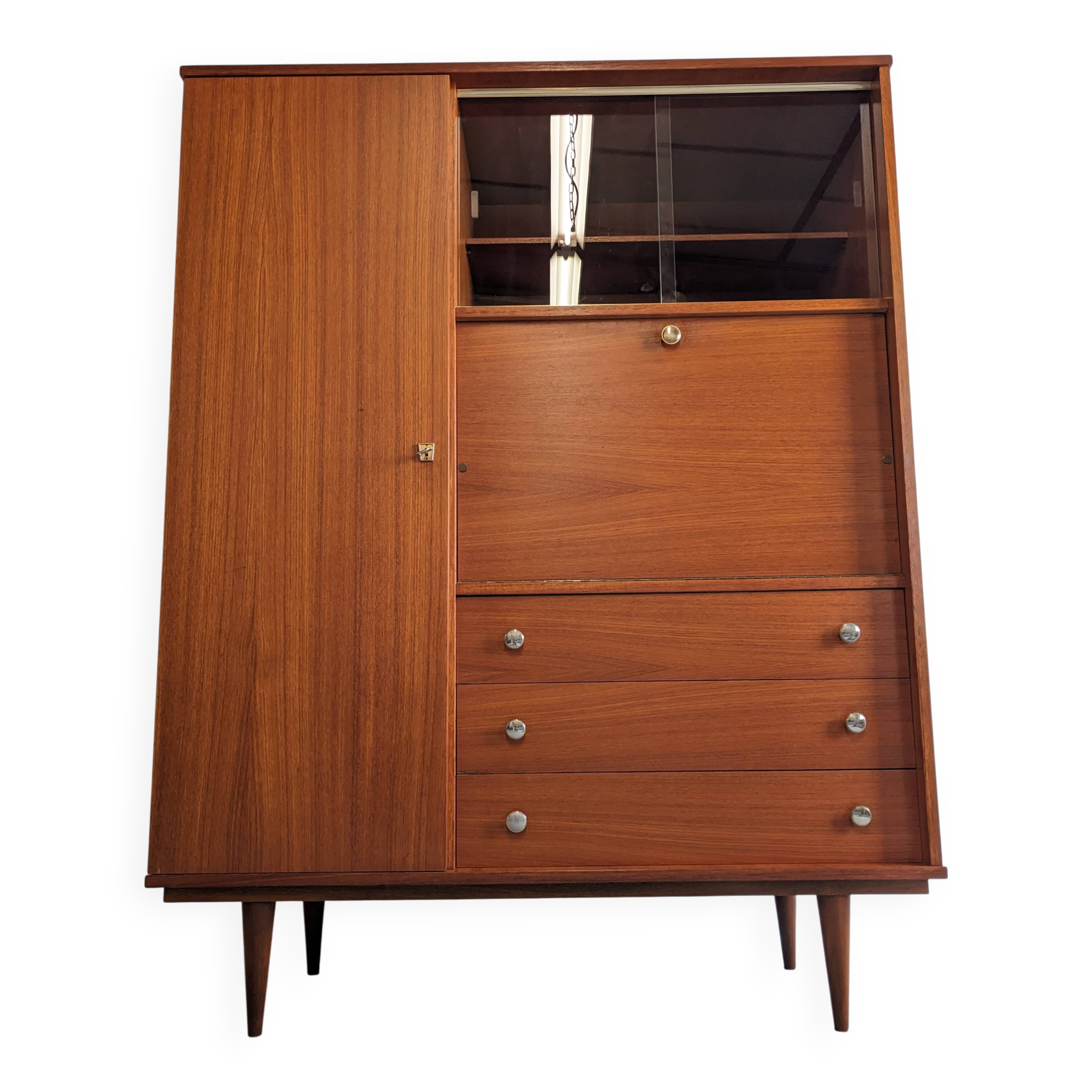 Armoire vitrine et secrétaire en palissandre années 50/60