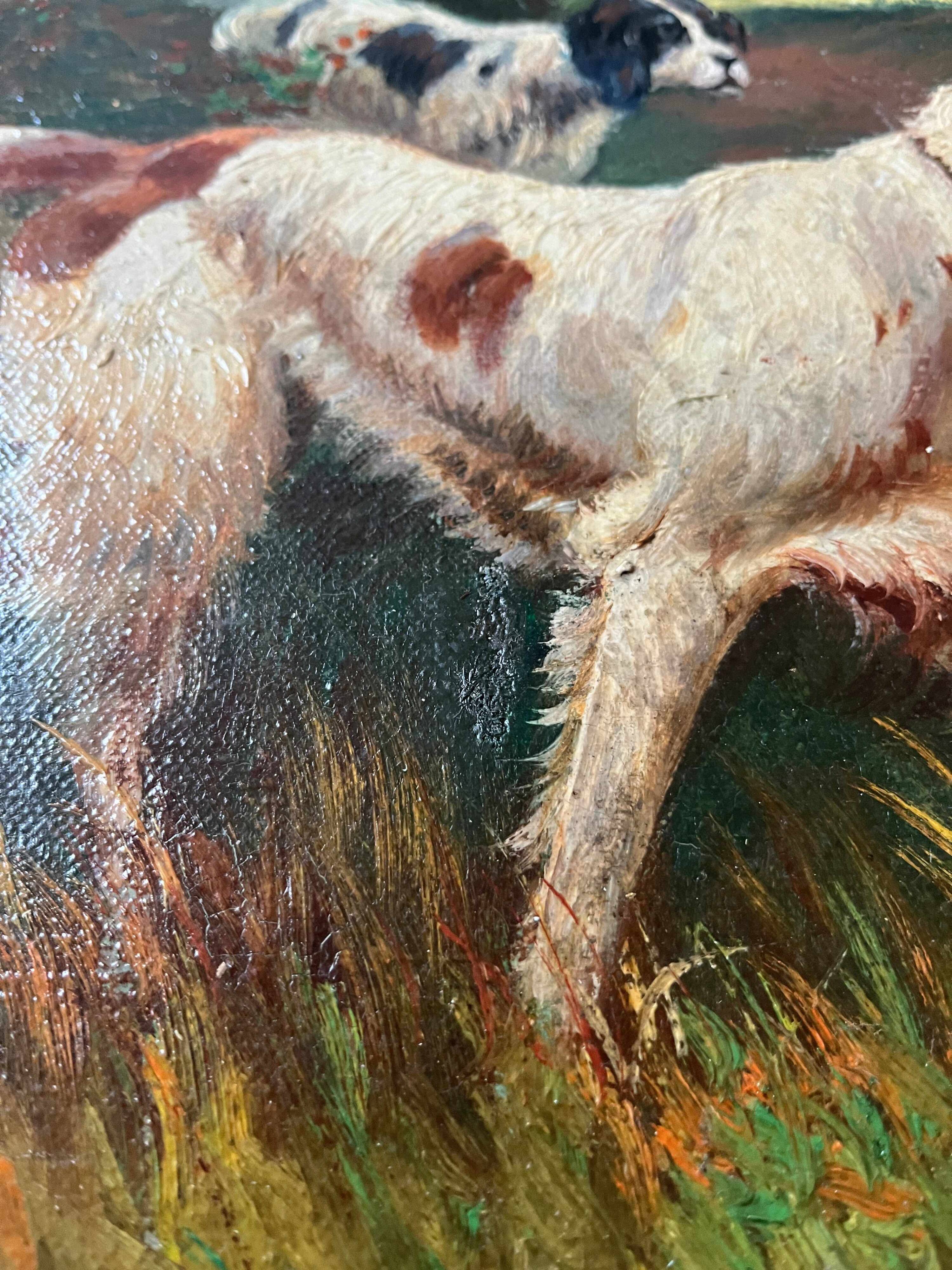 HST painting Marcel Falcinelli (1900-1980) "Dog on the lookout" + frame
