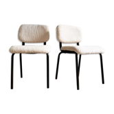 Pair of vintage chairs in sheep moumoute
